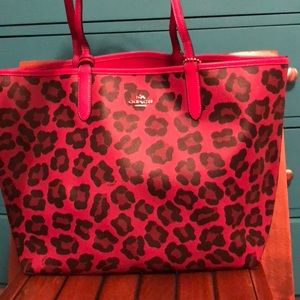 Extra large reversible leopard coach bag